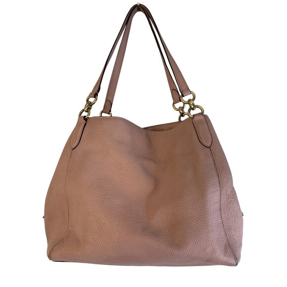 Coach Hallie Pebbled Large Leather Shoulder Bag Pink 809268 - Picture 11 of 15